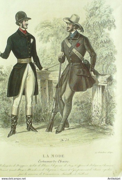 Gravure La mode 1840 # 40 (aquarelle old Fashion plate)