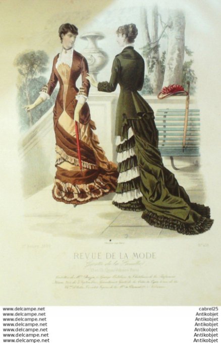 Gravure Mode La Gazette 1880 # 438 (Old Fashion plate)