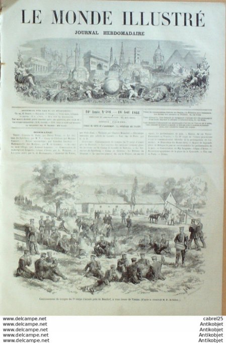 Le Monde illustré 1866 n°488 Tchéquie Nicholsburg Moravie Spielberg Italie Vénétie Rovigo Bologne