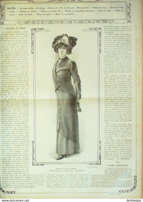 La Mode illustrée journal 1911 n° 21 Toilettes Costumes Passementerie