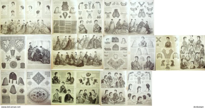 Mode illustree  1870 Lot de 10 journaux