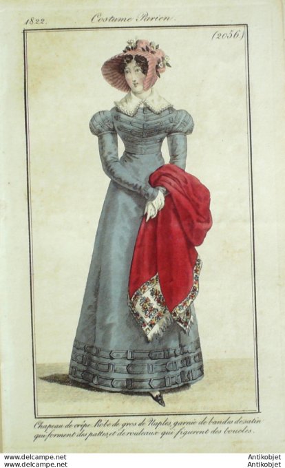 Costume Parisien 1822 # 2056 Robe de gros de Naples garnie