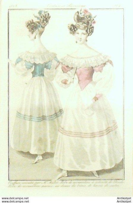 Costume Parisien 1828 # 2645 Robe mousseline à colerette