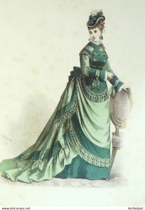 Gravure Mode Elegance Parisienne 1870 # 479 (Old Fashion plate)