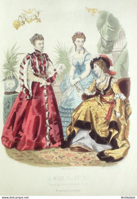 Gravure Mode illustree 1870 #  3 (Old Fashion plate)