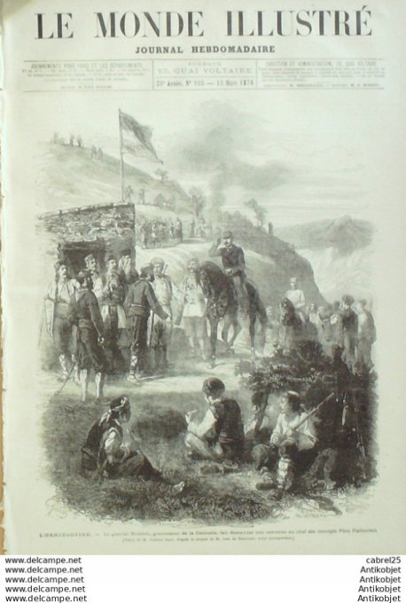 Le Monde illustré 1876 n° 988 Arsen Re (17) Boulogne (62) Angers (49) Croatie Peco Parlovitch Dalmat