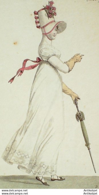 Gravure de mode Costume Parisien 1813 n°1342 Robe perkale