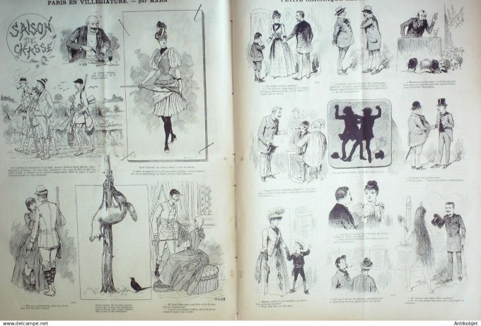 Le Journal Amusant 1889 # 1724 Paris en villegiature par Mars saison de chasse
