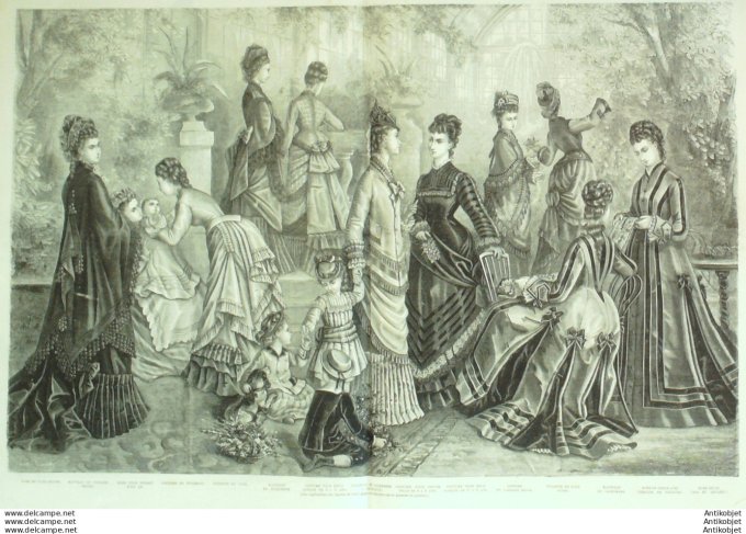 Gravure de mode La Mode illustrée (Maison Fladry) parures hiver