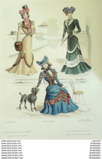 Gravure Mode La Gazette 1898 # 51 (Old Fashion plate)