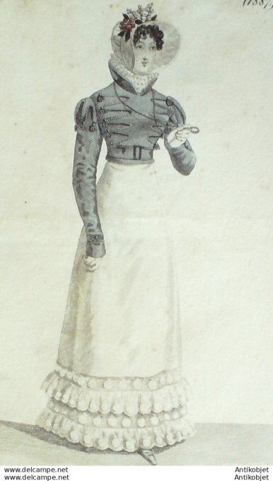 Costume Parisien 1820 # 1887c Robe perkale velours Spencer