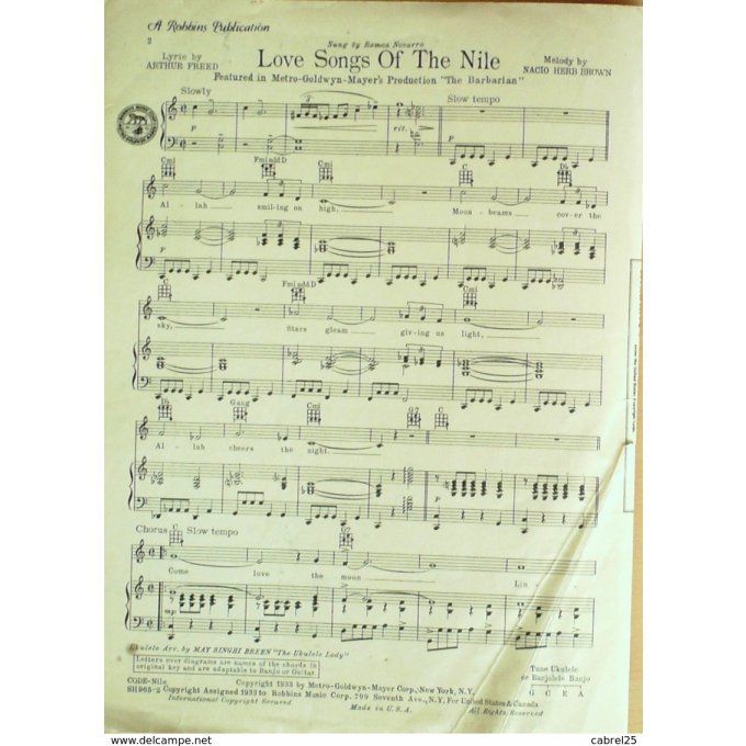 NACIO HERB BROWN-LOVE SONGS OF THE NILE-1933