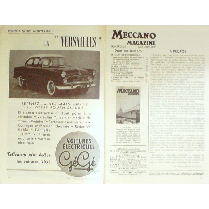 Meccano Magazine Bristol Inde Aronde Fregate Camion Miroitier 1955