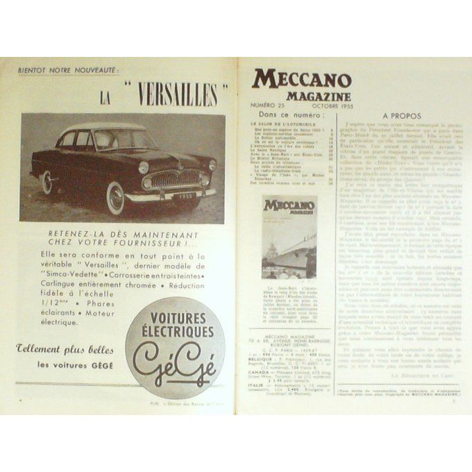 MECCANO MAGAZINE-BRISTOL-INDE-ARONDE-FREGATE-CAMION MIROITIER-1955