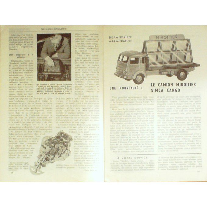 Meccano Magazine Bristol Inde Aronde Fregate Camion Miroitier 1955