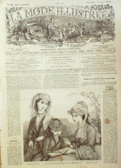 Journal Mode illustrée 1870 # 25 Chapeau de paille & Capeline de jardin