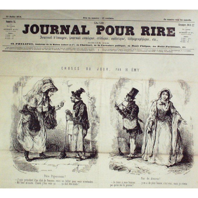 Le Journal pour RIRE 1848 n° 25 CARICATURES EMY MONTA CLUB des FEMMES ENSEIGNEMENT