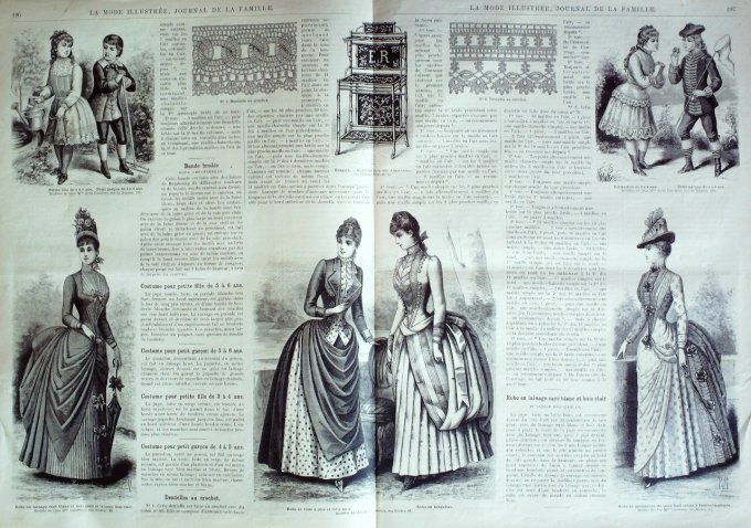 Journal Mode illustrée 1887 # 25 Robe en surah héliotrope