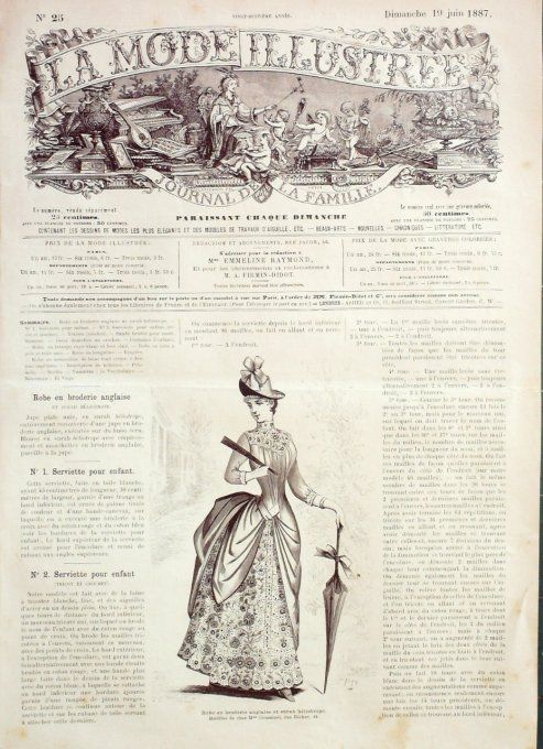Journal Mode illustrée 1887 # 25 Robe en surah héliotrope