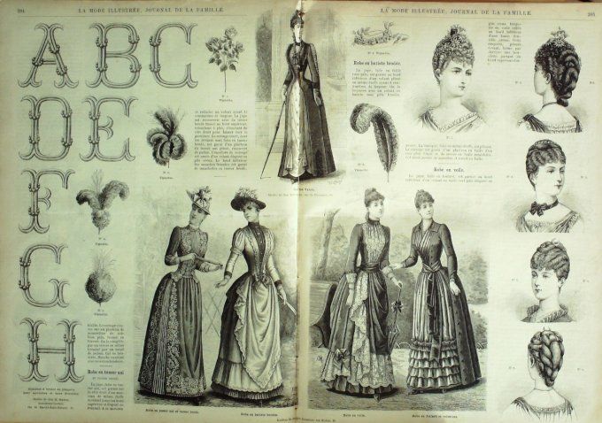 Journal Mode illustrée 1889 # 26 Kakochnick coiffure Russe