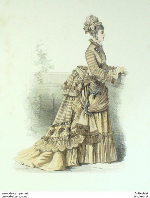 Gravure de mode L'élégance parisienne 1870 n°443 Gd format