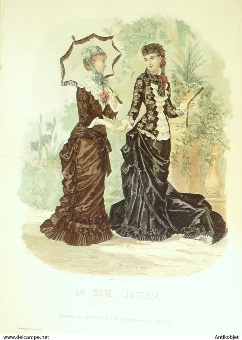 Gravure de mode La Mode illustrée 1881 n°13 (Maison Delaunay)