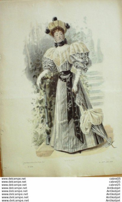 Gravure Mode Le Coquet 1894 # 33 (Old Fashion plate)