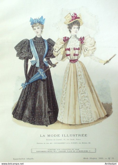 Gravure Mode illustree 1895 # 31 (Old Fashion plate) RARE