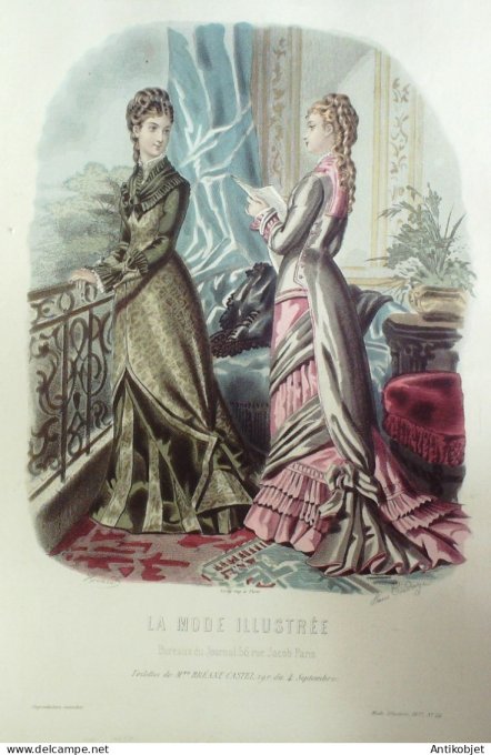 Gravure Mode illustree 1877 # 24 (Old Fashion plate)