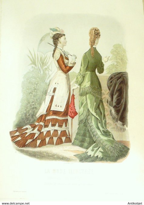 Gravure de mode La Mode illustrée 1877 n°22 (Maison Fladry)