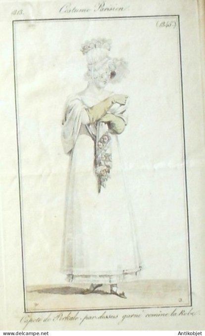 Costume Parisien 1813 # 1345 Capote perkale pardessus garni