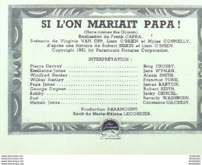 Si l'on mariait papa Bing Crosby Jane Wiman Beverly Wasdburn