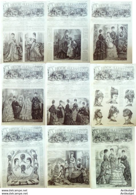 Mode illustree 1874 Lot de 9 journaux