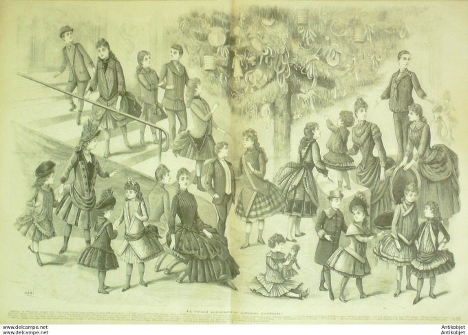 Gravure de mode La Mode Française 1887  (Costumes d'enfants)