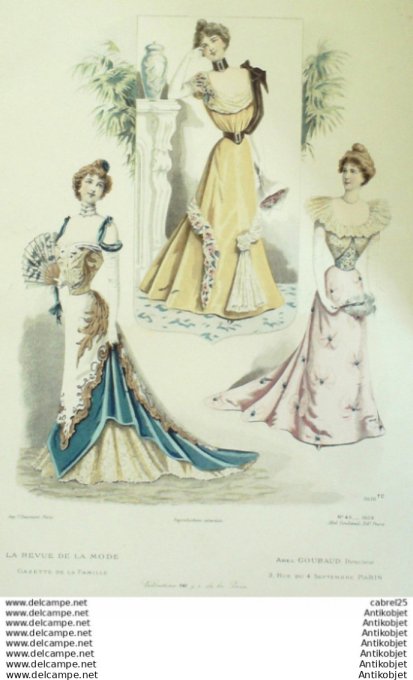 Gravure Mode La Gazette 1898 # 49 (Old Fashion plate)