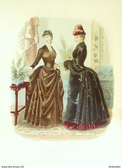 Gravure de mode La Mode illustrée 1885 n°47 (Maison Pelletier-Vidal)
