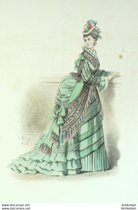 Gravure de mode L'élégance parisienne 1870 n°455 Gd format