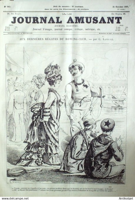 Le Journal Amusant 1874 #  947 Aux dernieres regates du Rowing club par Lafosse