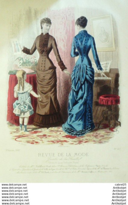 Gravure Mode La Gazette 1880 # 427 (Old Fashion plate)