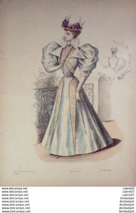 Gravure Mode Le Coquet 1894 # 30 (Old Fashion plate)