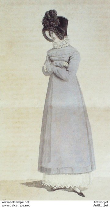 Gravure de mode Costume Parisien 1817 n°1632 Robe de mérinos