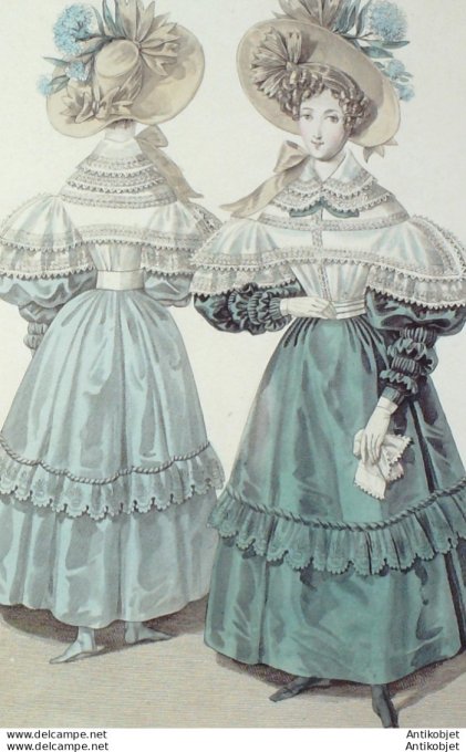 Costume Parisien 1830 # 2824 Robe glacée canezou de mousseline