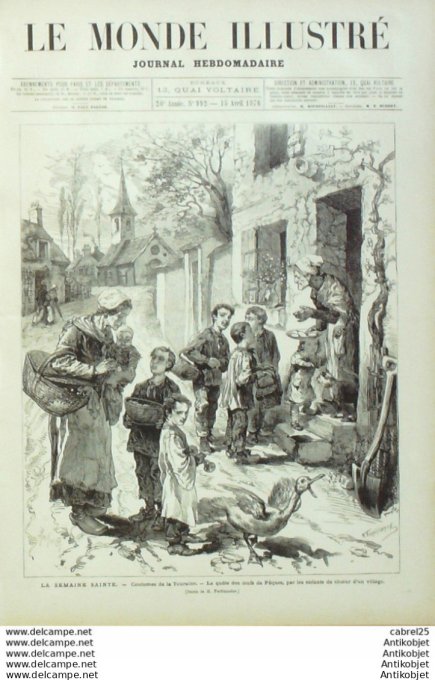 Le Monde illustré 1876 n° 992 Serbie Gatsko Pont Drina Espagne Montmartre Inde Prince De Galles