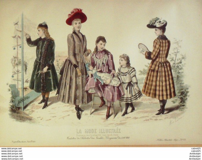 Gravure de mode La Mode illustrée 1890 n°44 (Magasins du Louvre)
