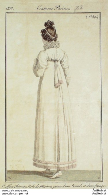 Costume Parisien 1813 # 1349 Robe Mérinos garnie d'une torsade
