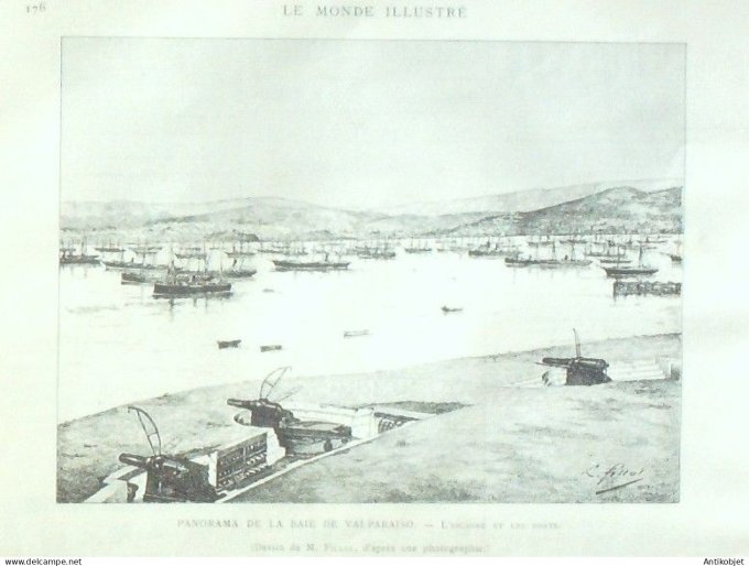 Le Monde illustré 1891 n°1798 Turquie Djivad-Pacha Bar-sur-Aube Jessains (10) Chili Valparaiso Chaum