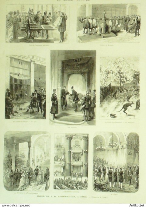 Le Monde illustré 1873 n°850 Trocadéro Nasser-Ed-Din Shah de Perse Paris Magasins Grand Monge incend