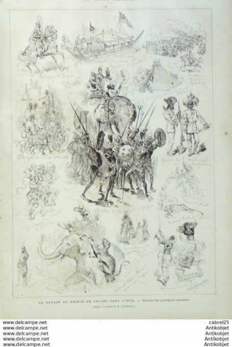 Le Monde illustré 1876 n° 992 Serbie Gatsko Pont Drina Espagne Montmartre Inde Prince De Galles