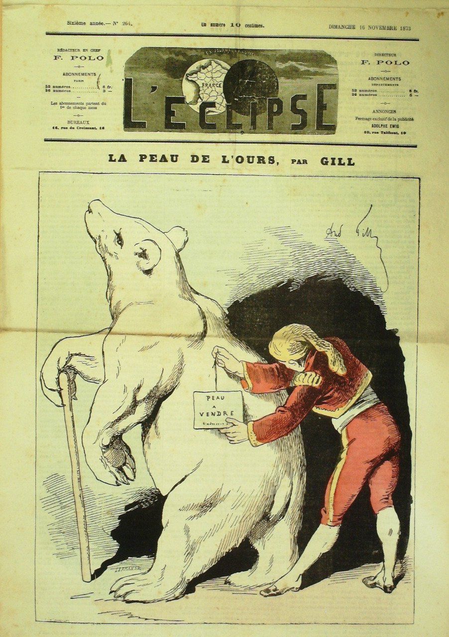 L'Eclipse 1873 n°264 LA PEAU de L'OURS André GILL