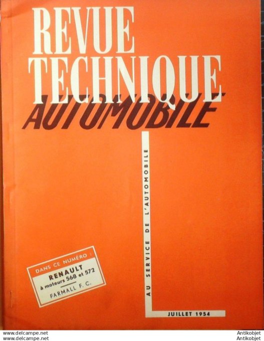 R.T Automobile Renault moteurs 568 572 Tracteur Farmall type FC 99 # 1954